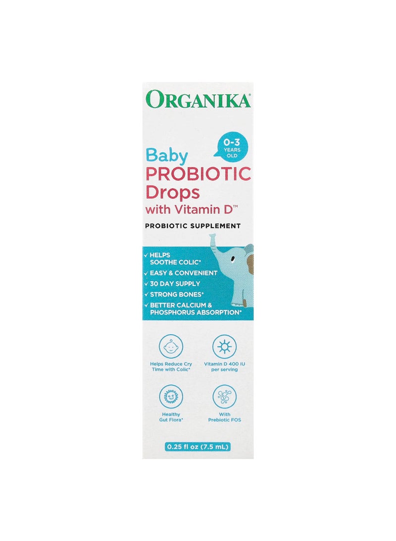 Baby Probiotic Drops with Vitamin D™, 0-3 Years, 0.25 fl oz (7.5 ml)